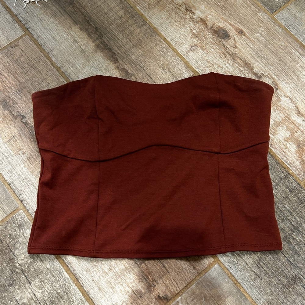 A New Day Strapless Tube Cropped Top Brown Size Medium - Picture 2 of 5